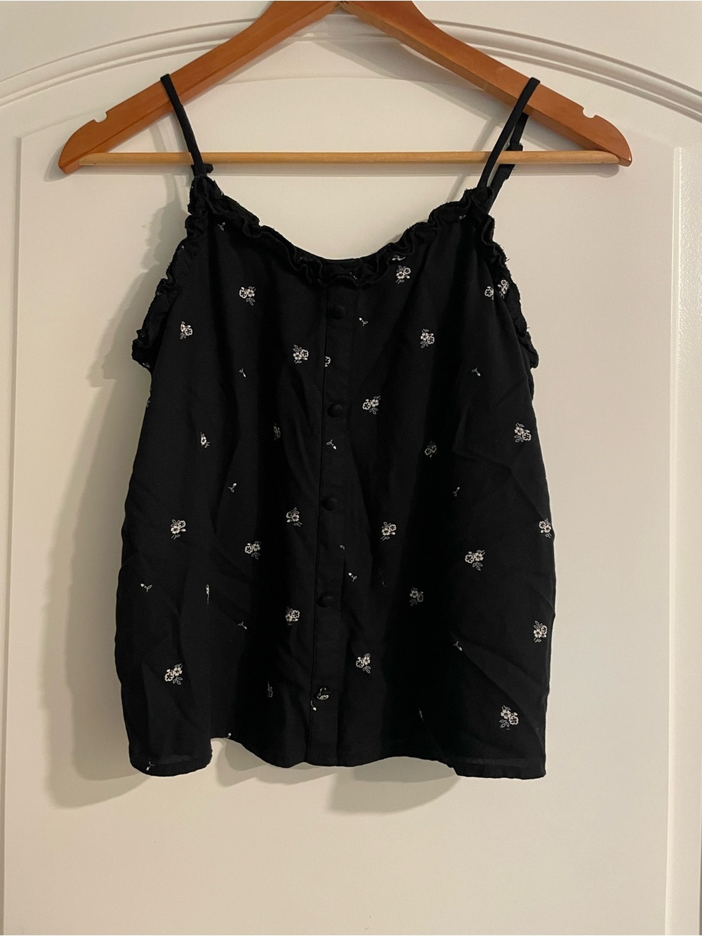 Abercrombie Kids Girls Black/White Floral Cami Tank Adjustable Straps 15/16